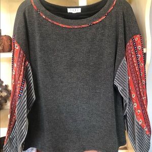 THML Grey Medium Sweater with Flowy Sleeves